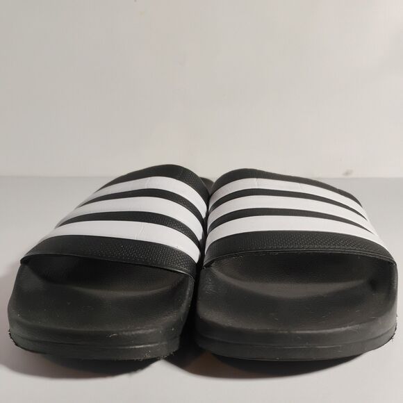 Adidas cloudfoam triple stripe black and white slides slip ons sandals men's 11 - Picture 3 of 15